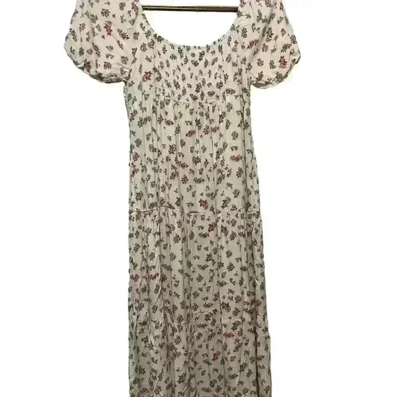 KIRIOUS Los Angeles midi dress cinched short sleeves M MEDIUM floral - Picture 3 of 3